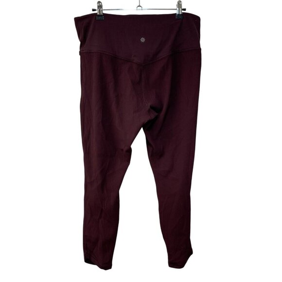 Athleta Elation Crossover Rib 7/8 Tight Size XL Maroon Plum Purple Athletic Gym - Picture 4 of 6